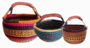 Jungle Direct – Großhandel Korb – Runder Korb aus handgeflochtenem Elefantengras mit Ledergriffen7