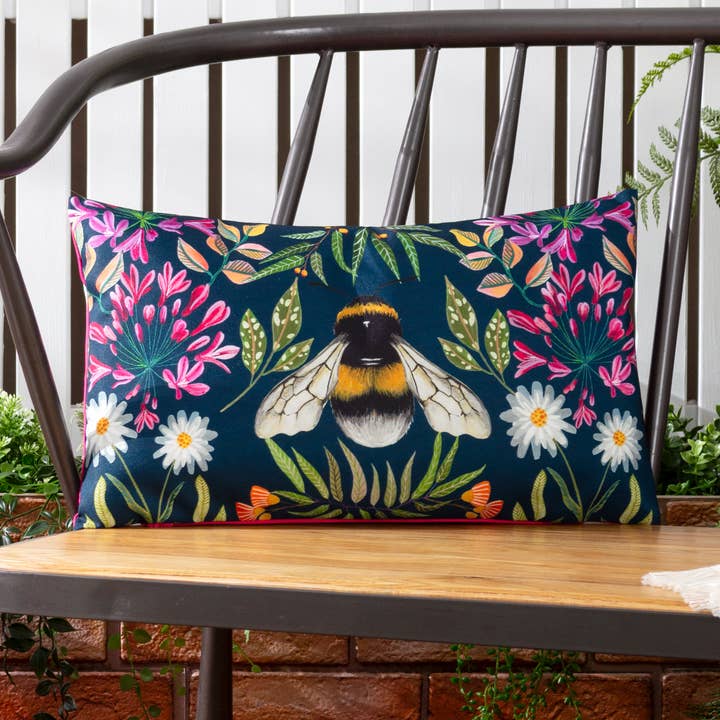 House of Bloom Zinnia Bee - Cuscino rettangolare per esterni, colore: blu marino per la vendita all'ingrosso da parte di Riva Home