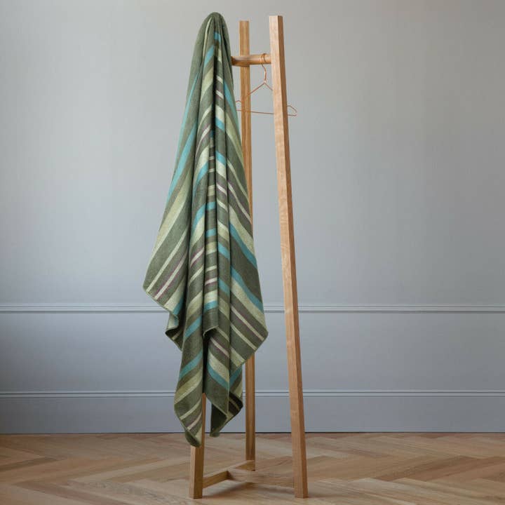 ECUALAMA - Wholesale Throw Blanket - Jambue - Baby Alpaca Wool Throw Blanket / Sofa Cover - Queen 95 x 66 - olive green stripes pattern4