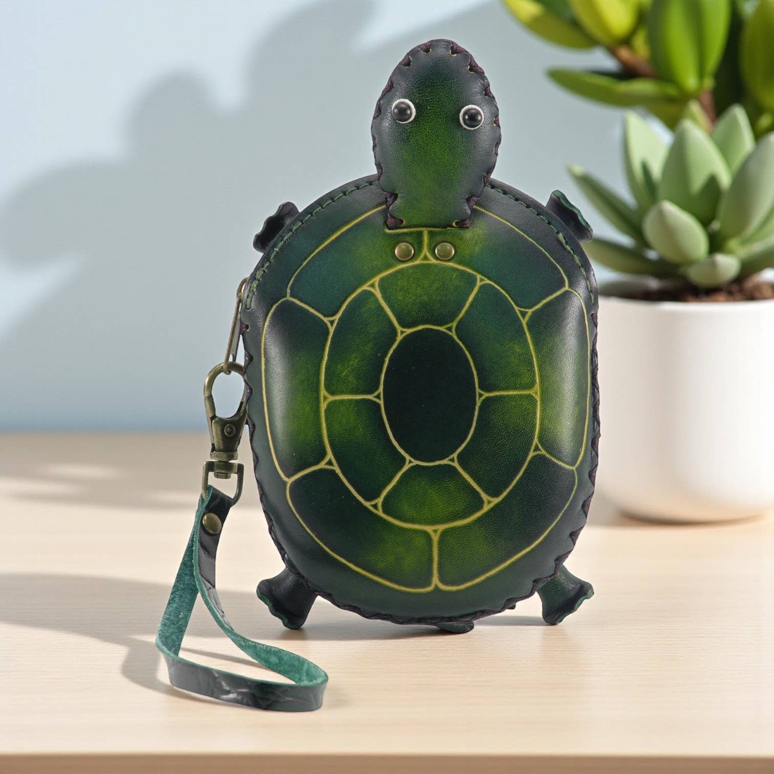 Sunflower Handmade leather inc - Wholesale Coin Purse - Women's - leather Turtle coin purse wallet  E353-1 Green large4