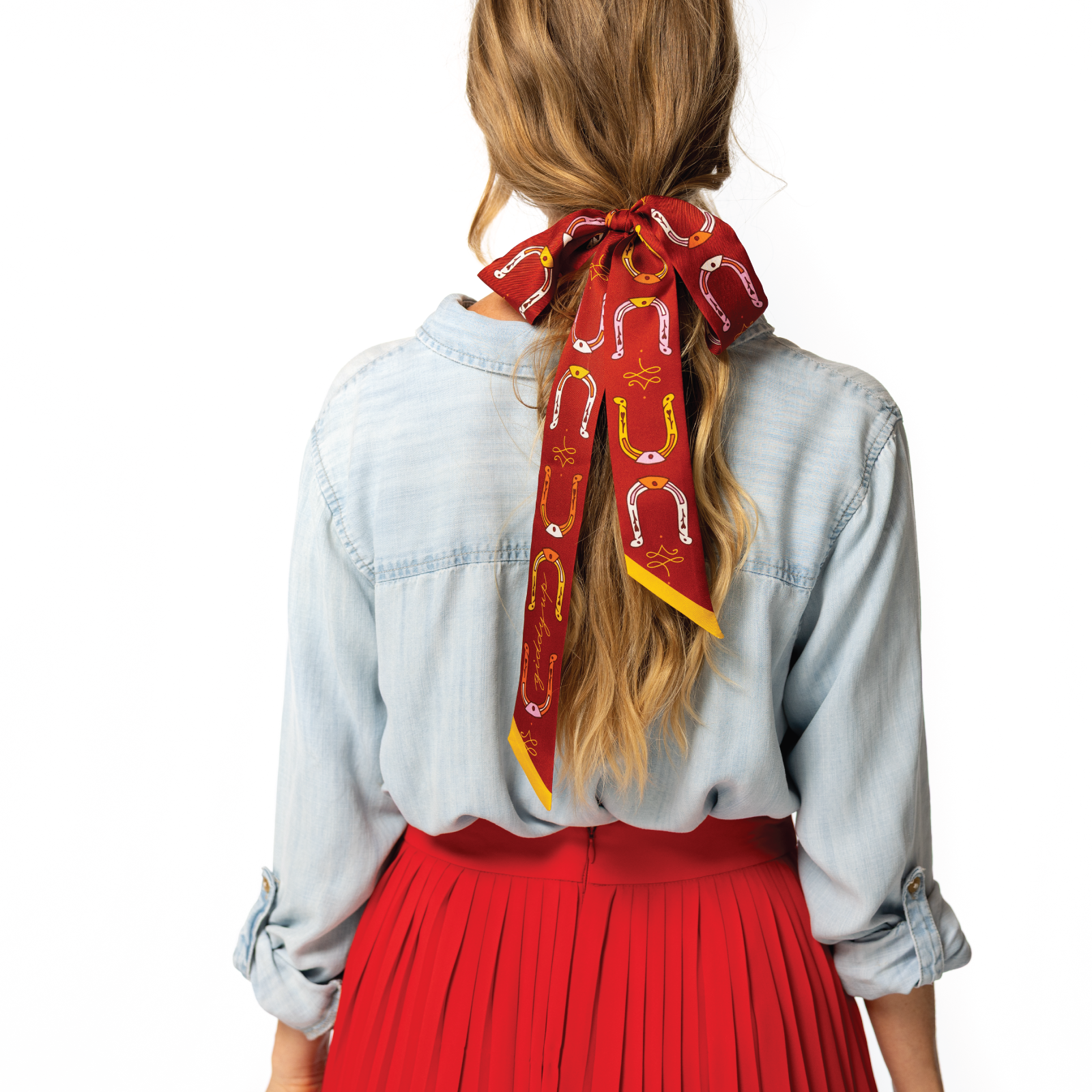 Jenni Earle - Wholesale Scarf - Women's - “Giddy Up” Hand-Illustrated Silk Twilly Scarf3