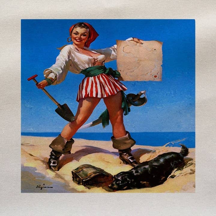 Pirate Pin Up Girl Printed Fabric Panel for wholesale by Hills Of Fabric