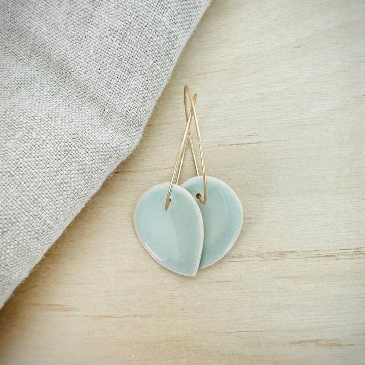 Wishbone Pottery - Wholesale Dangle Earrings - Earrings Stoneware | Laurel | Aqua Glaze0