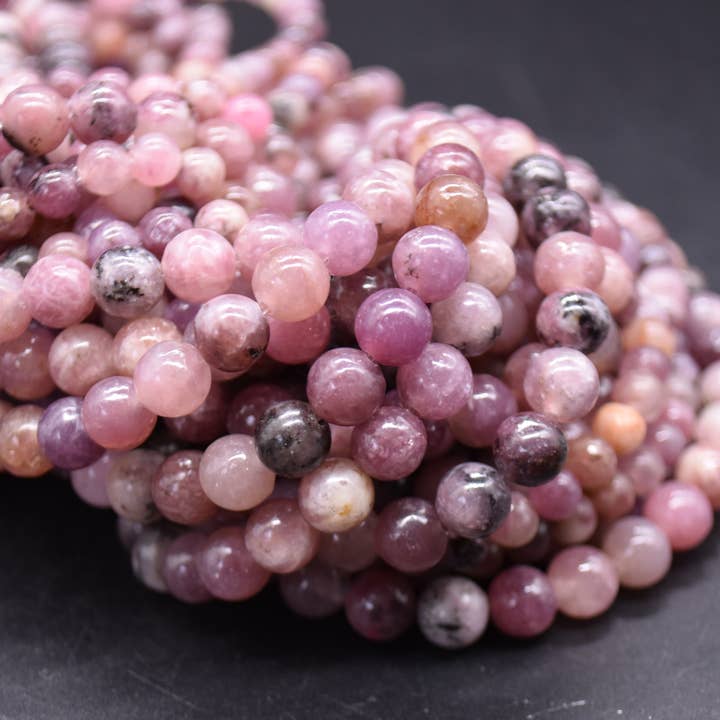Perles rondes semi-précieuses en lépidolite naturelle de qualité A pour la vente par Oriental Direct Craft Supplies