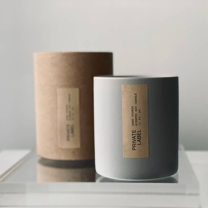 Atelier 880 - Wholesale Jar/Filled Candle - Private Label Concrete Grey Ceramic Candles Gift Box 12 oz