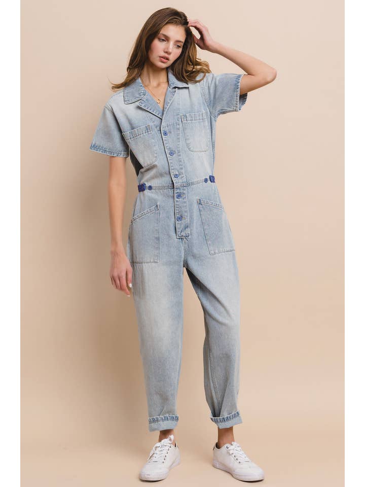 DENIM LEVE MACACÃO UTILITÁRIO EM JEANS RÍGIDO 4312RIA   para venda a revendedores na Faire5