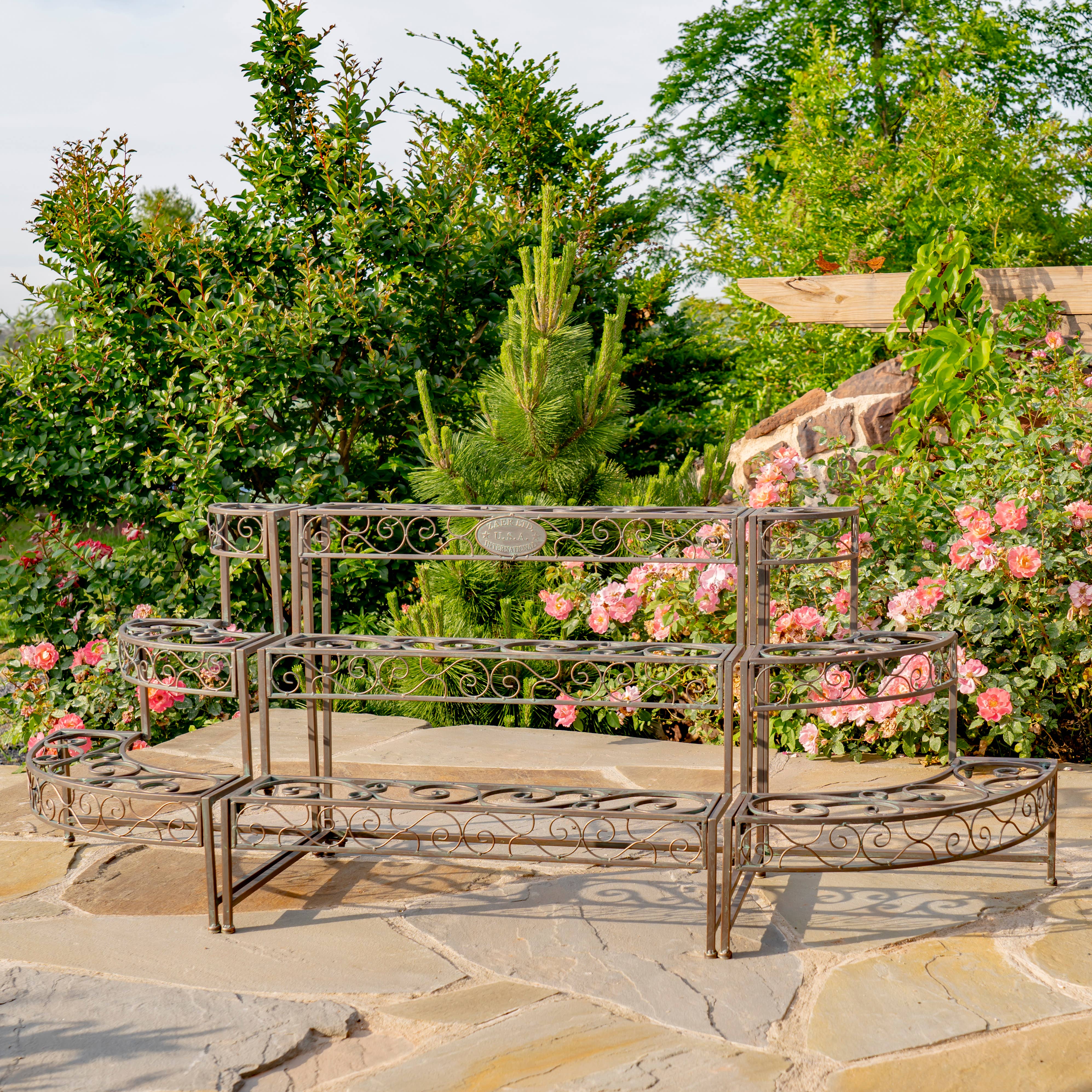 Zaer Ltd. International - Wholesale Plant Pot Stand - Three Tier Metal Riser Plant Stand Display "Stephania"0