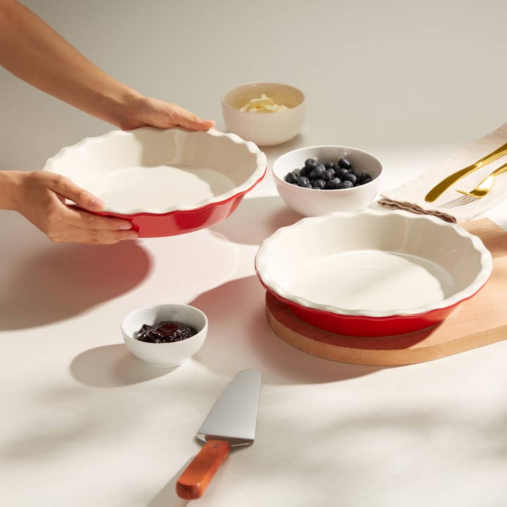 Kook - Wholesale Baking Dish - Kook Ceramic Deep Pie Dish with Wave Edge, 9 Inch5