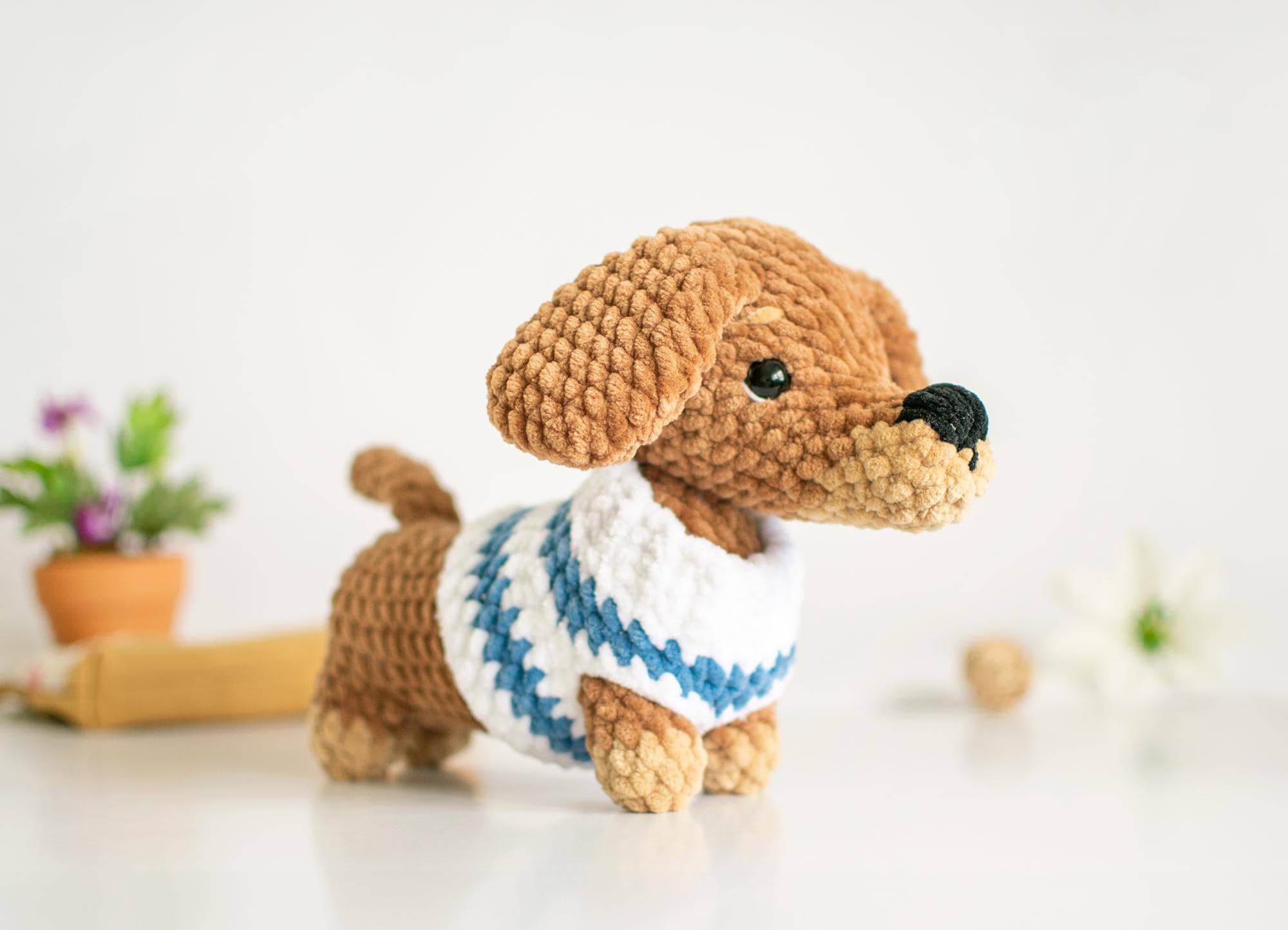 TOMOPOD LLC - Vente Décoration de Noël - Crochet Chien Teckel Drôle, Décor de Chien Fait Main, Cadeau5