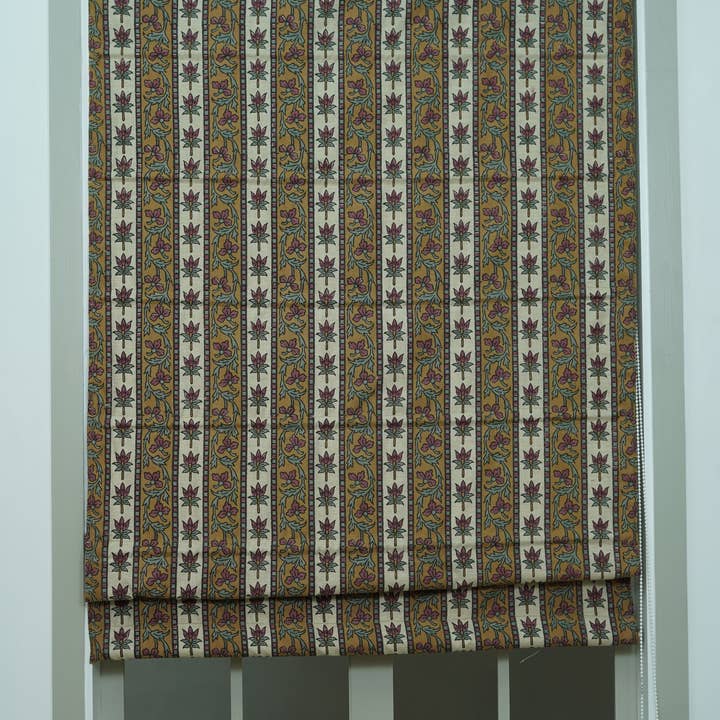 Artisian Block Print Linneblandning Romersk Rullgardin - Laxmi Kant för wholesale av Fabdivine
