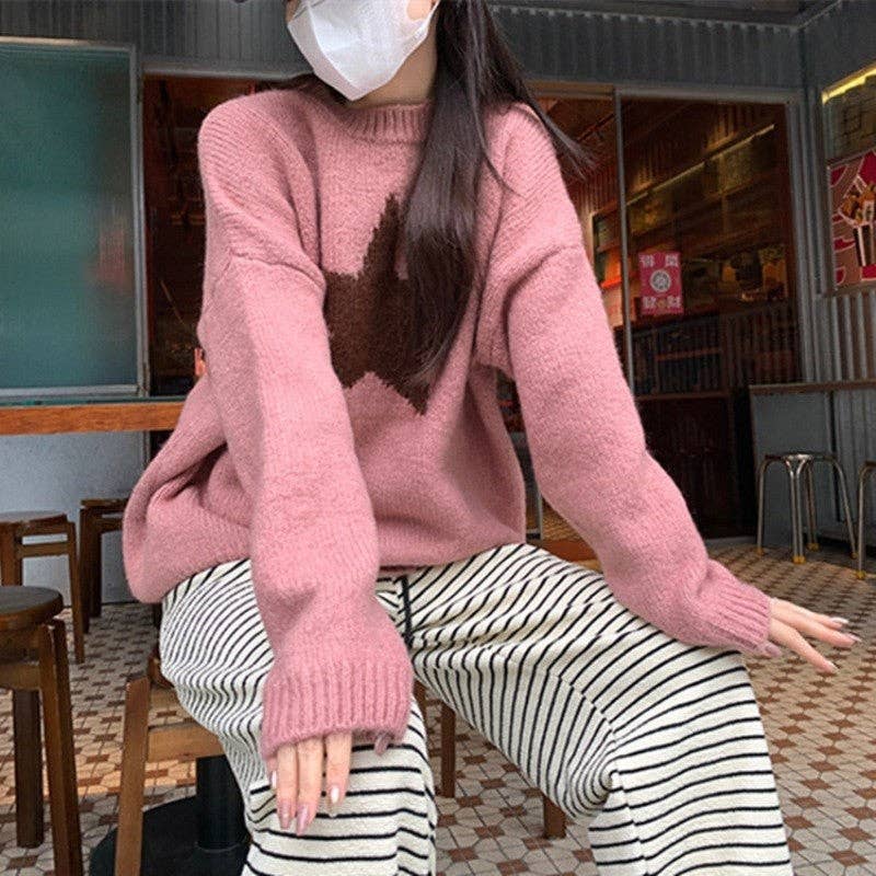 UZ Wholesale Store – Großhandel Strickpullover – Damen – Kuscheliger Pullover aus Kaschmirwolle mit bedrucktem Rundhalsausschnitt2