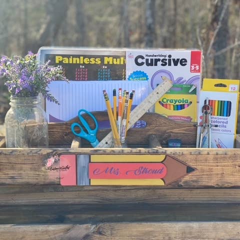 Professor Rústico Recuperado de Madeira Personalizado Caddy por atacado de Custom Wreaths For A Purpose