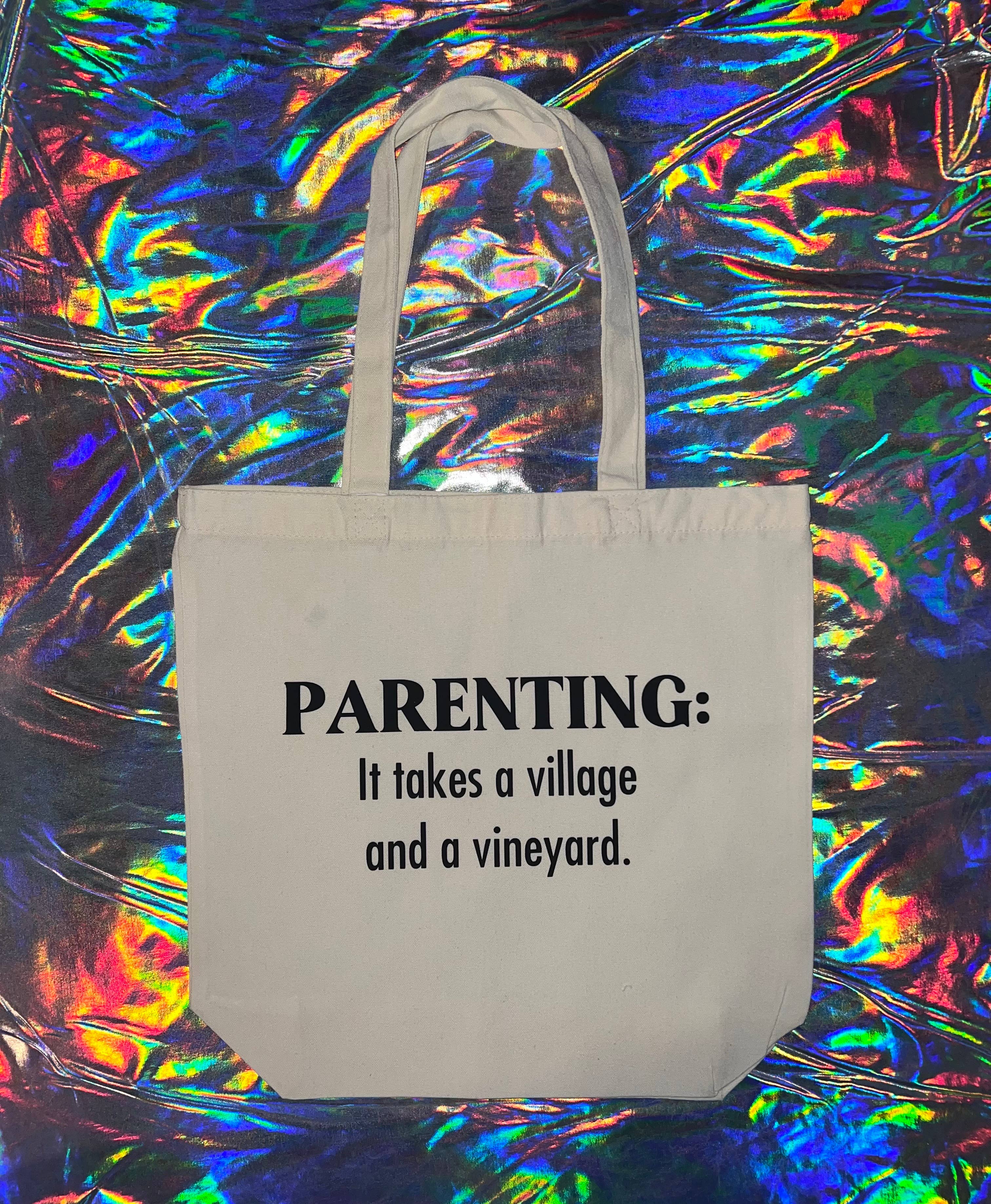 MP Bag Makers - Wholesale Tote Bag - Women's - Parenting It Takes a Village and a Vineyard Tote Bag0