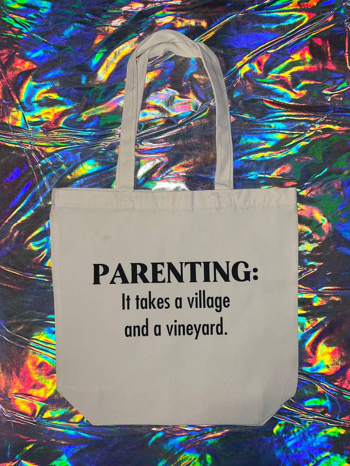 Parenting It Takes a Village and a Vineyard Tote Bag for wholesale by MP Bag Makers