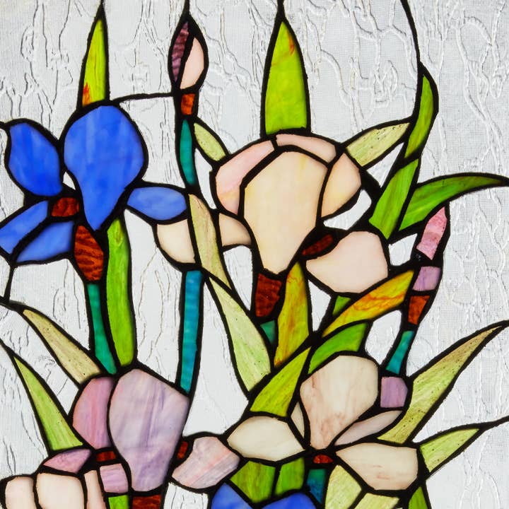 River of Goods - Wholesale Suncatcher - 28"H Floral Purple Iris Stained Glass Window Panel7