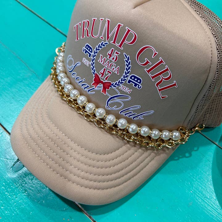 Vibes Hat Company – Engroshandel Hattetilbehør - Dame – Pearl Triple Layer Trucker-kæde | Hatstang | Hatsmykker