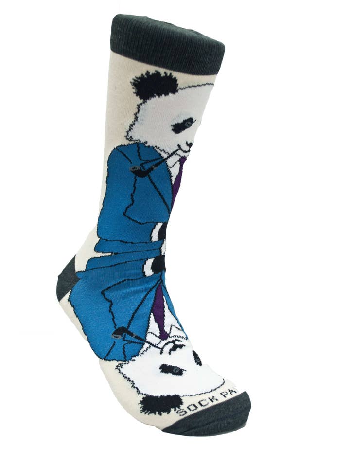 Sock Panda - Wholesale Socks - Unisex - Dignified Reflective Panda Wearing a Suit Socks (Adult Large)