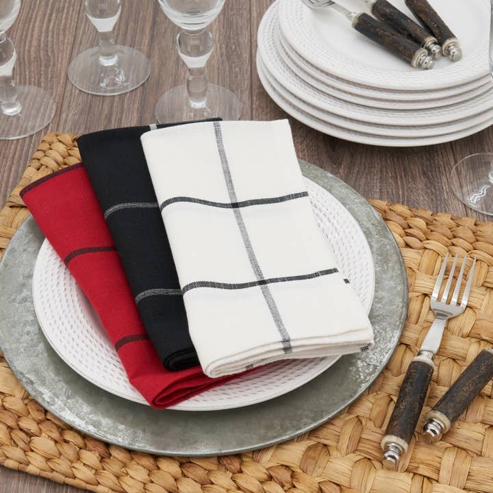 Saro Lifestyle - Wholesale Dinner & Cloth Napkin - Plaid Napkin - Windowpane Design