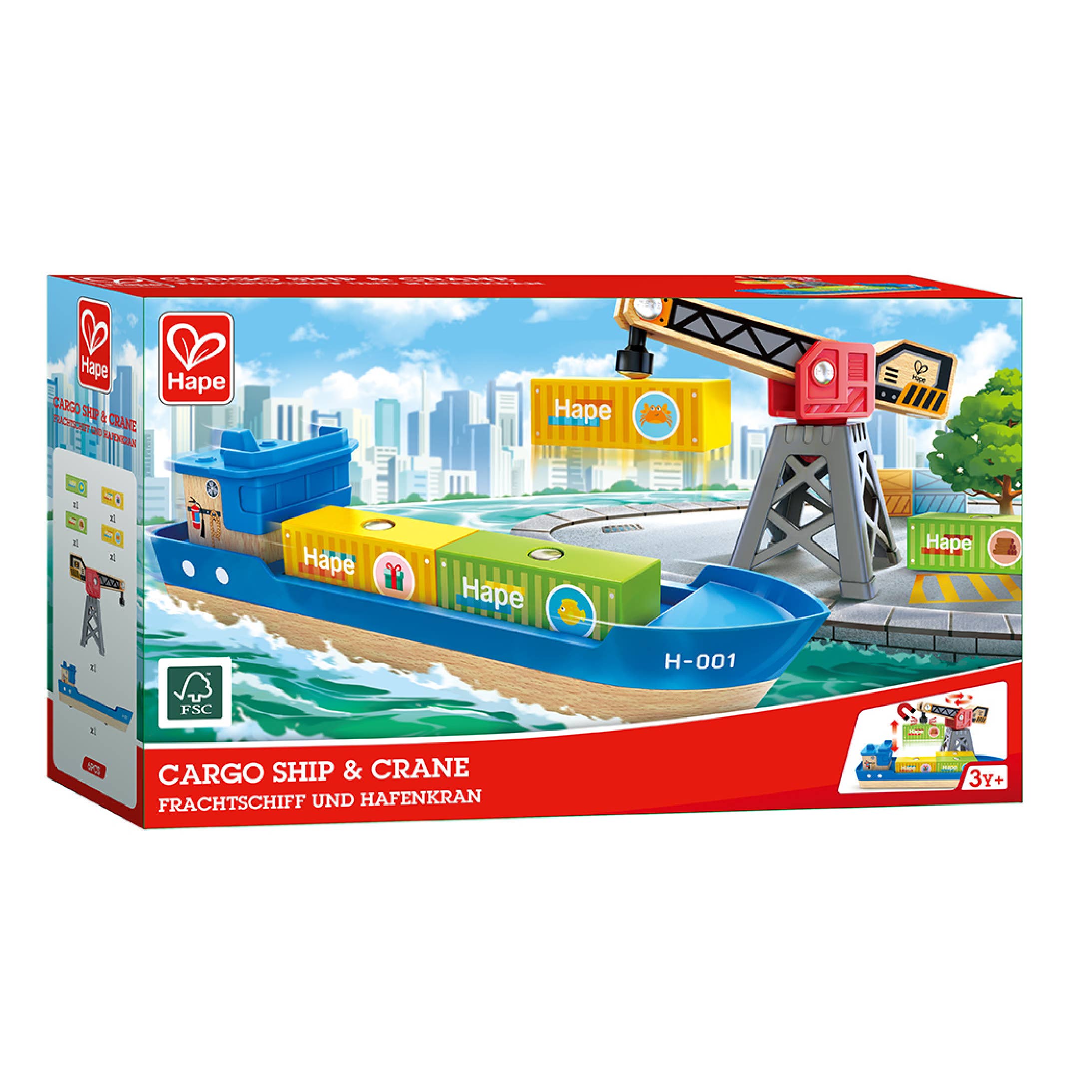 Hape Toys - Vente Lot de jouets – enfant - Navire de charge et grue7