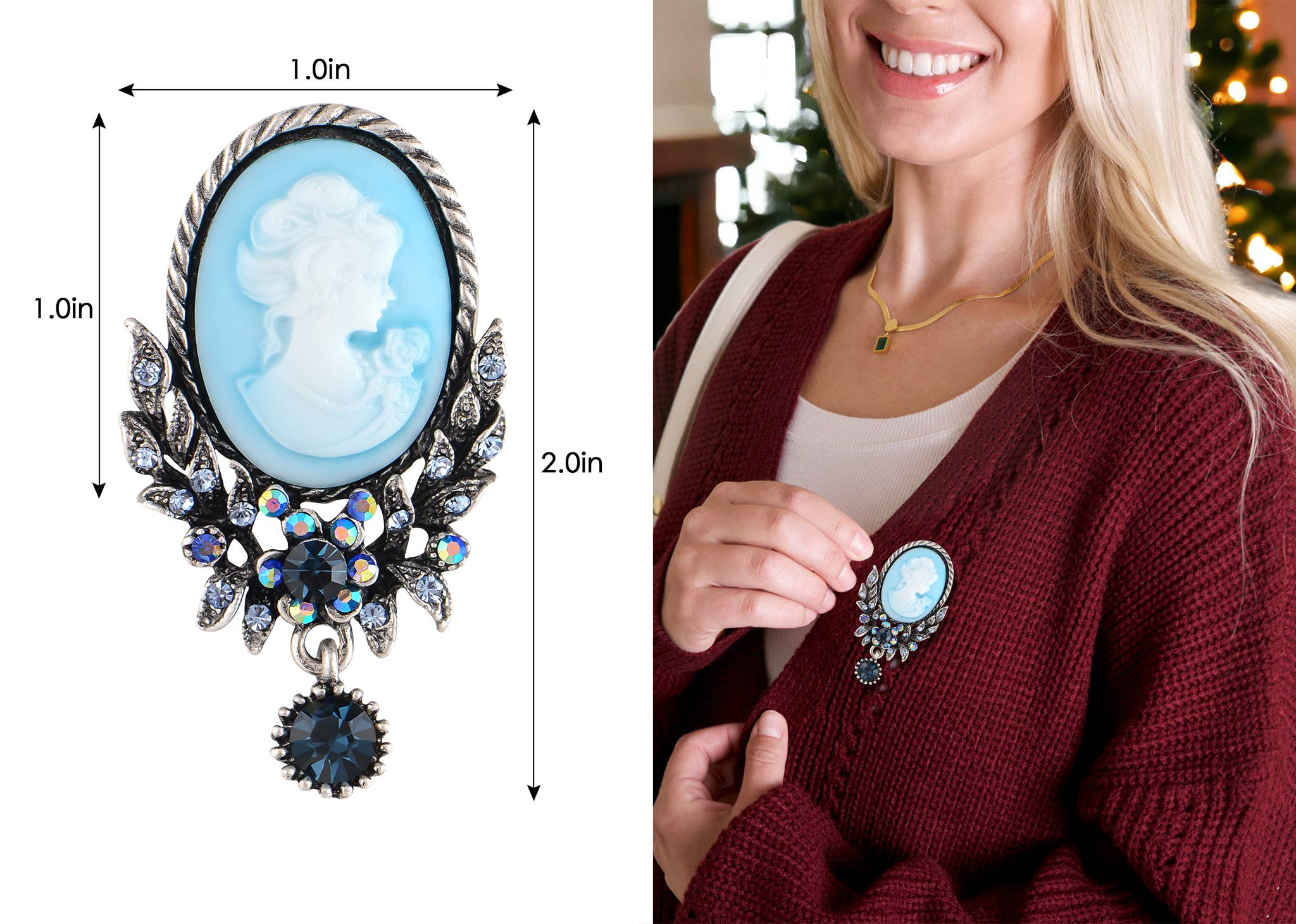 AK Brand - Wholesale Brooch - Vintage Victorian Cameo Brooch Maiden Flower Ribbon Bow62