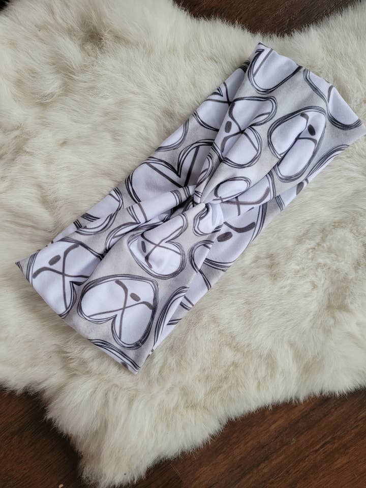 Hockey Hearts Headband for wholesale by Sew fashionable headbands