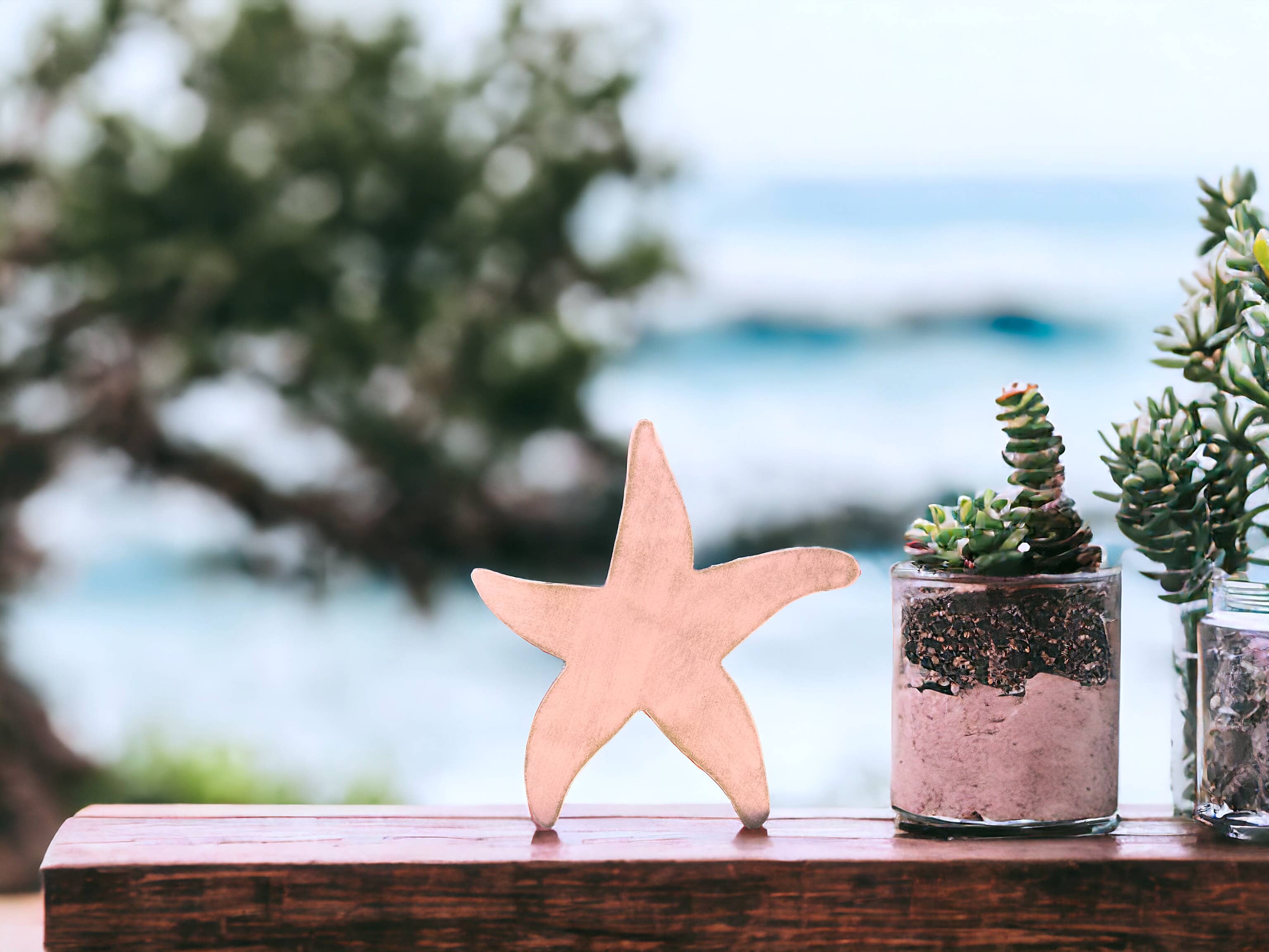 Inkwood Crafters - Wholesale Decorative Tabletop Object - Rustic Wood Starfish - Beach Shelf Sitter1