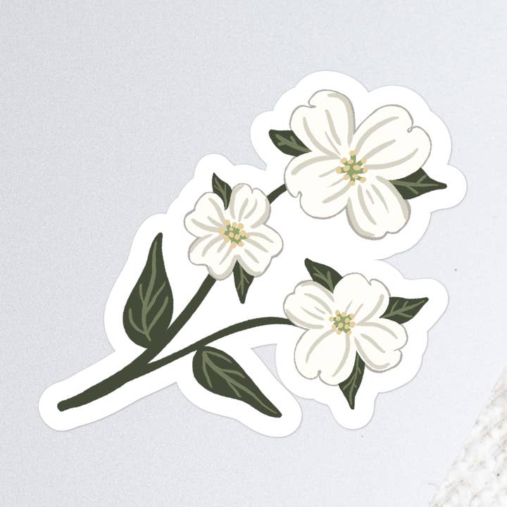 Waterproof Vinyl Sticker, Dogwood Flower for wholesale by Doster Paper Co.