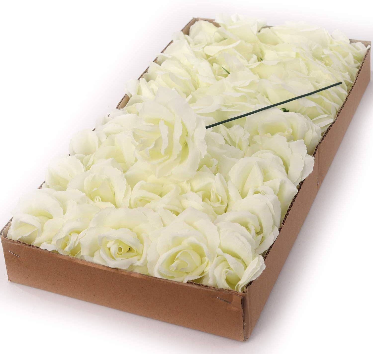 Larksilk – wholesale Konstgjorda blommor – 50-pack krämvita rosor | 3" Real Touch konstgjorda blommor5