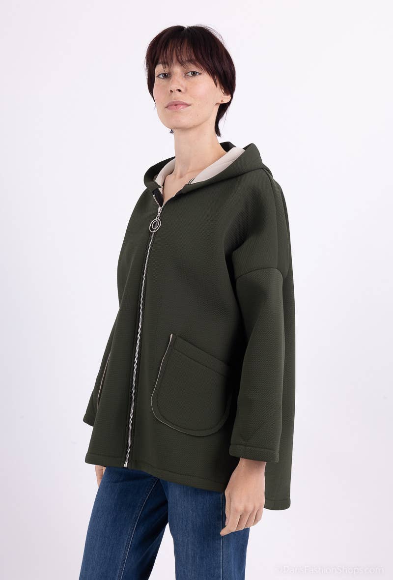 L'Emotion - Wholesale Hoodie - Women's - Neoprene Embossed Material Zip-Up Hoodie8