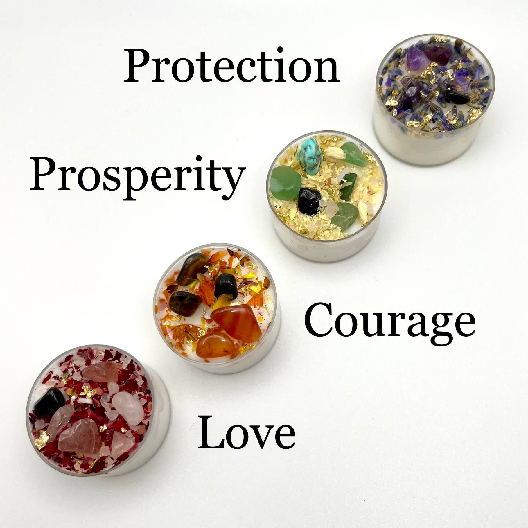 Purple Door ATX - Venta al por mayor Velas pequeñas - Set de 4 velas de té Intention para meditación ritual2