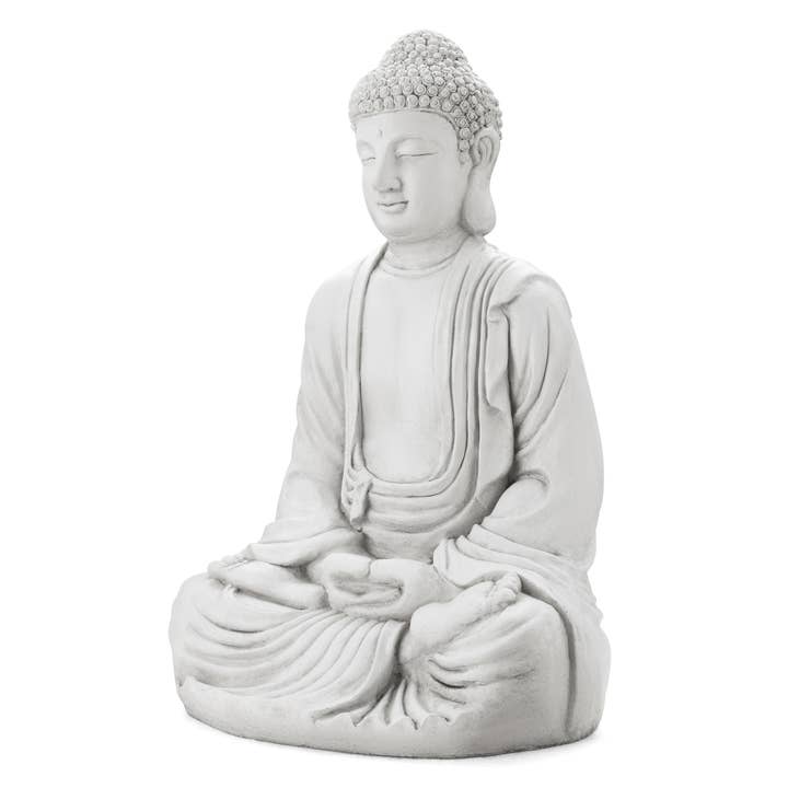 29.5 in H Oversized MGO White Meditating Buddha Statue for wholesale by Glitzhome