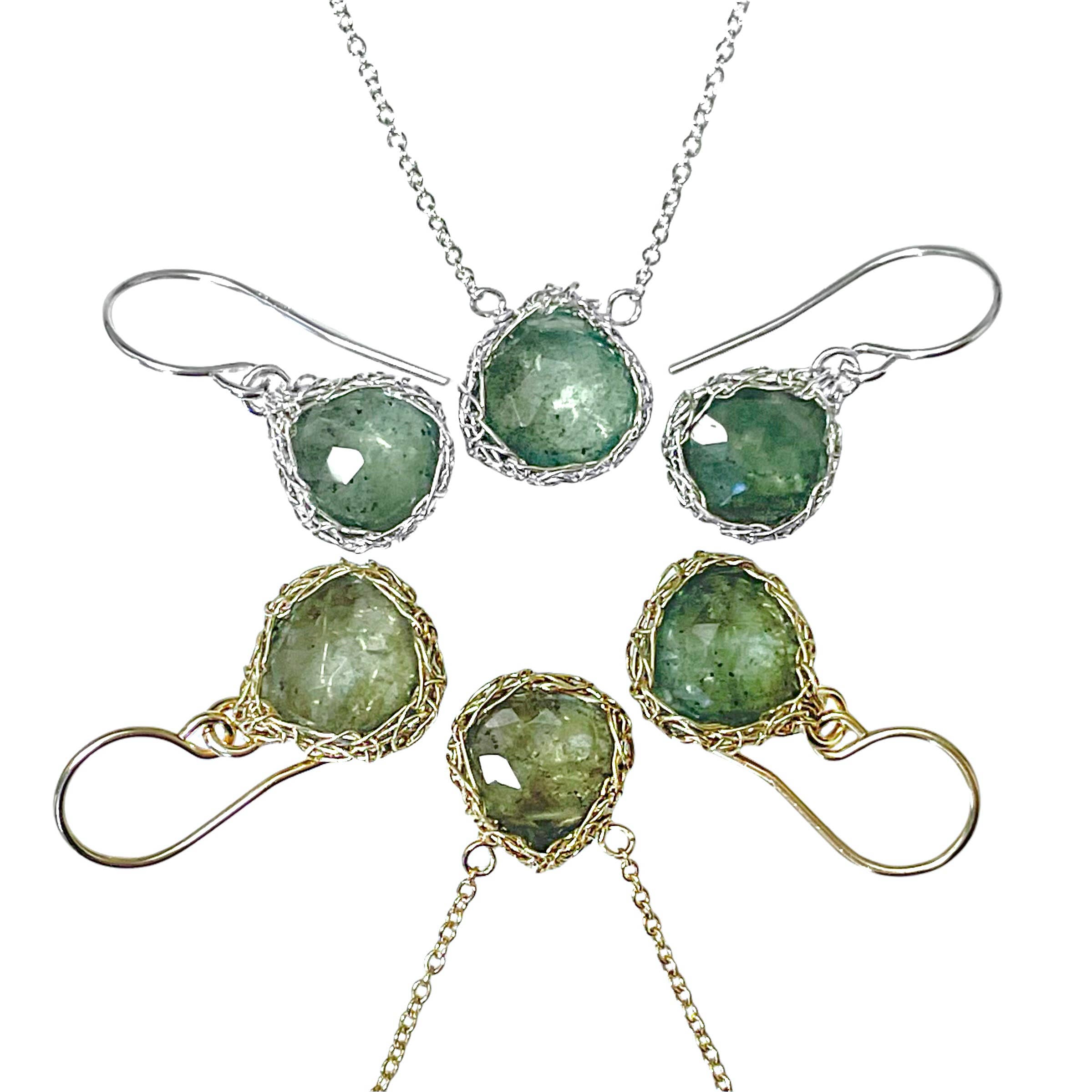 Arivka Jewelry - Wholesale Hangende/ronde oorbellen - Moss Aquamarine Teardrop oorbellen in zilver1