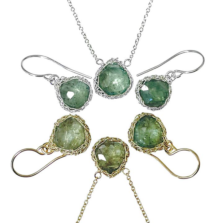 Arivka Jewelry - Wholesale Hangende/ronde oorbellen - Moss Aquamarine Teardrop oorbellen in zilver1
