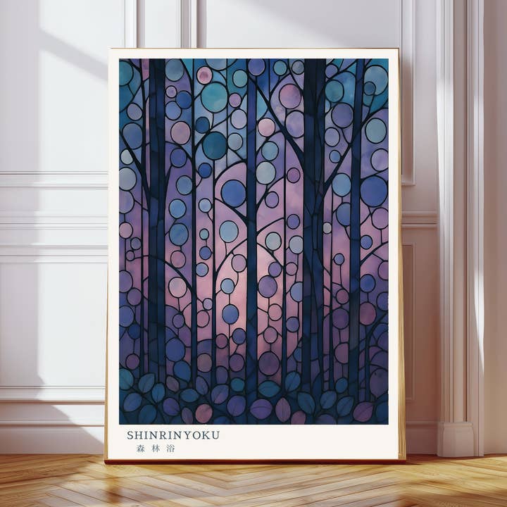 Kumo Art Prints – wholesale Art print – Shinrin-Yoku – Tranquil Japanese Purple Forest Print 0