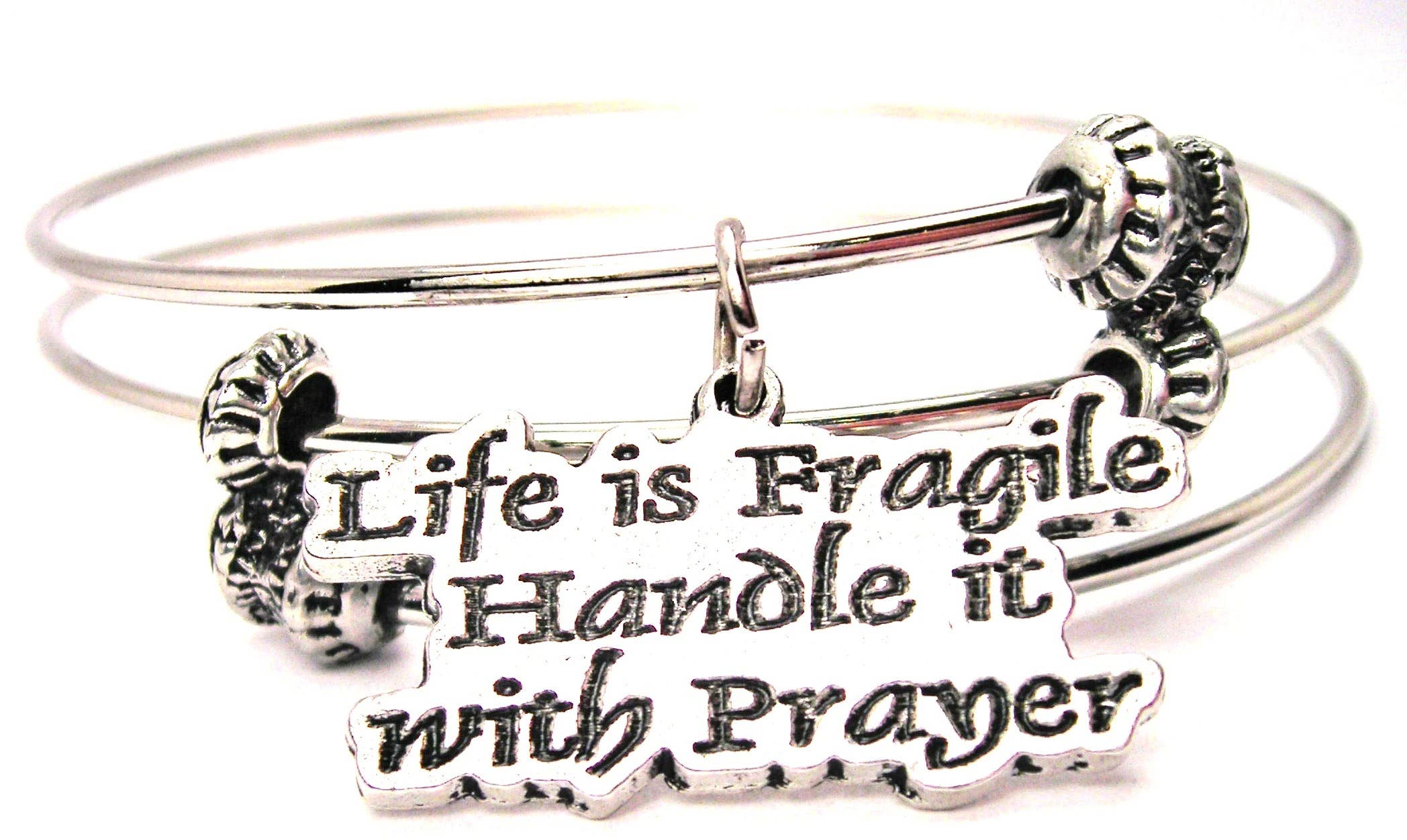 Chubby Chico Charms - Wholesale Bangle Bracelet - Life Is Fragile Handle It With Prayer Triple Style Bracelet0