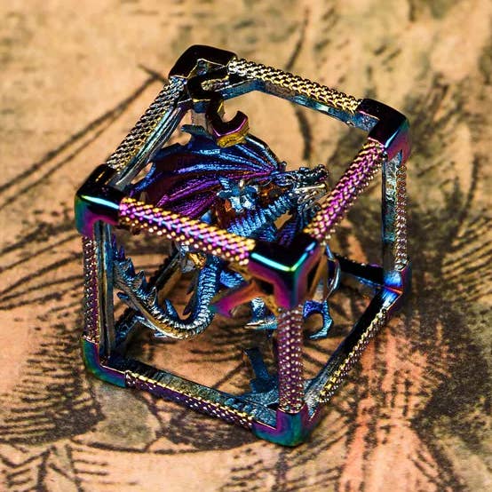 Cultivation Games - Wholesale Dice - Caged Dragon Hollow Metal Dice (4 new colors!)6