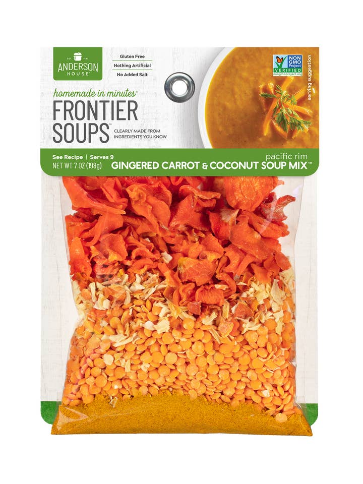 Pacific Rim Gingered Carrot & Coconut Soup Mix for wholesale by Anderson House | Frontier Soups