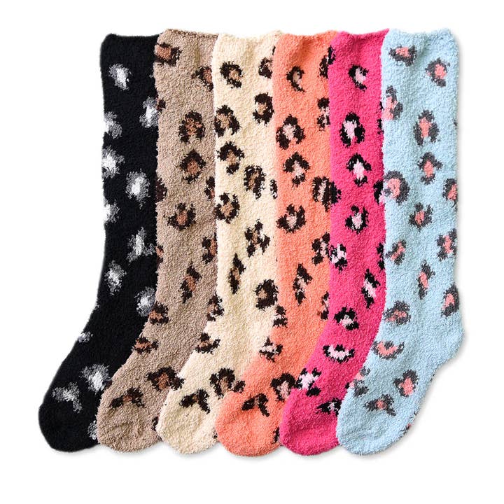 Ships TODAY! Â Knee High Socks, Fuzzy Animal Print 1 pairs pk for wholesale by Serenity Collective