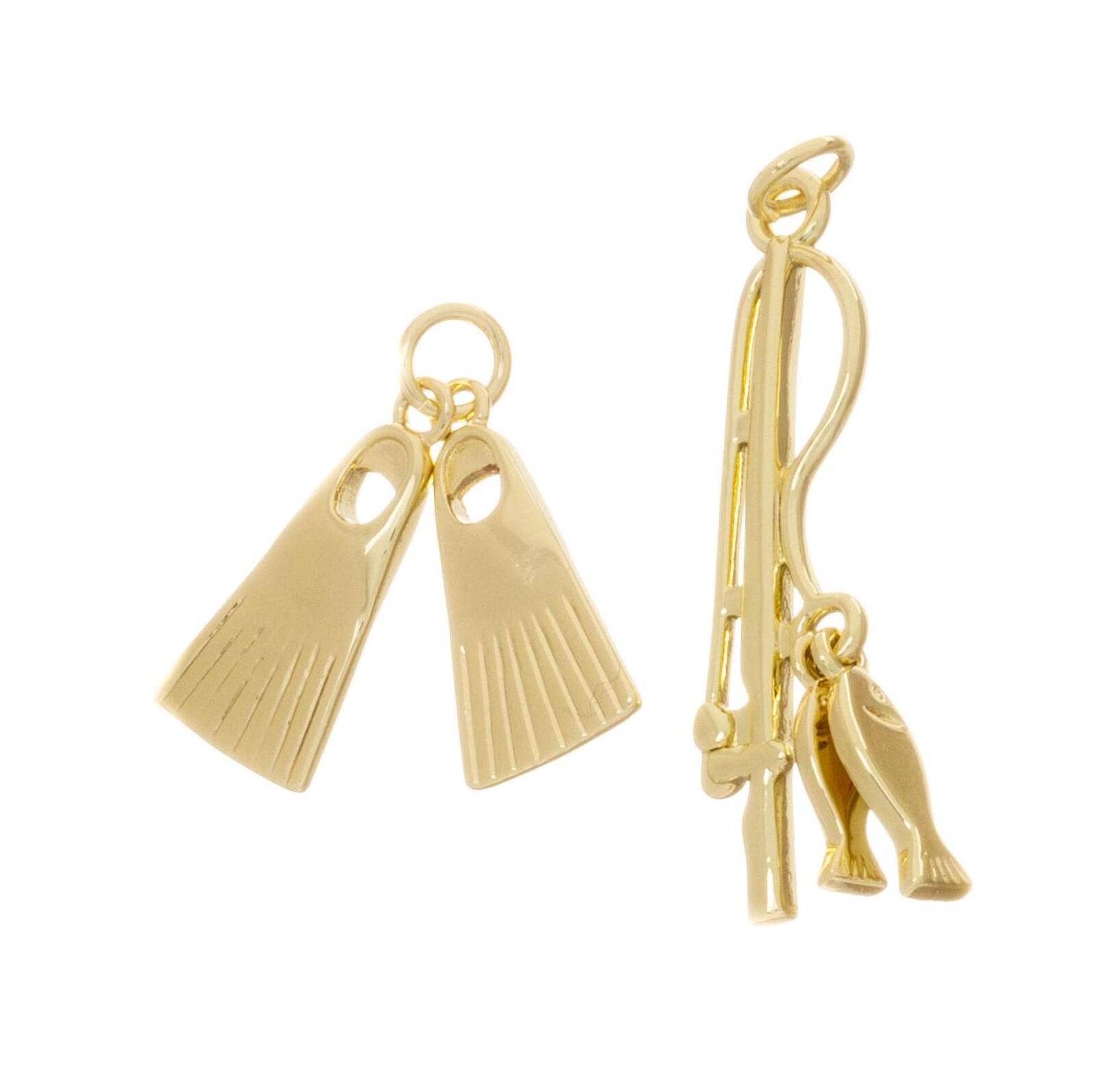 Jewel Pledge - Wholesale Individual Charm/Pendant - Fishing Rod & Fins Charms for Fishermen & Divers CPG1611-12