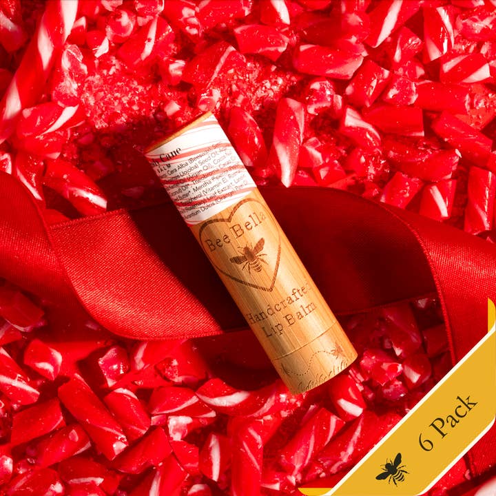 Candy Cane Lip Balm | 6 Pack for wholesale by Bee Bella