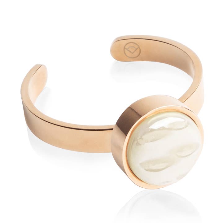 Adjustable ring with stone • 8mm • rosé/pearl white for wholesale by ALEXASCHA