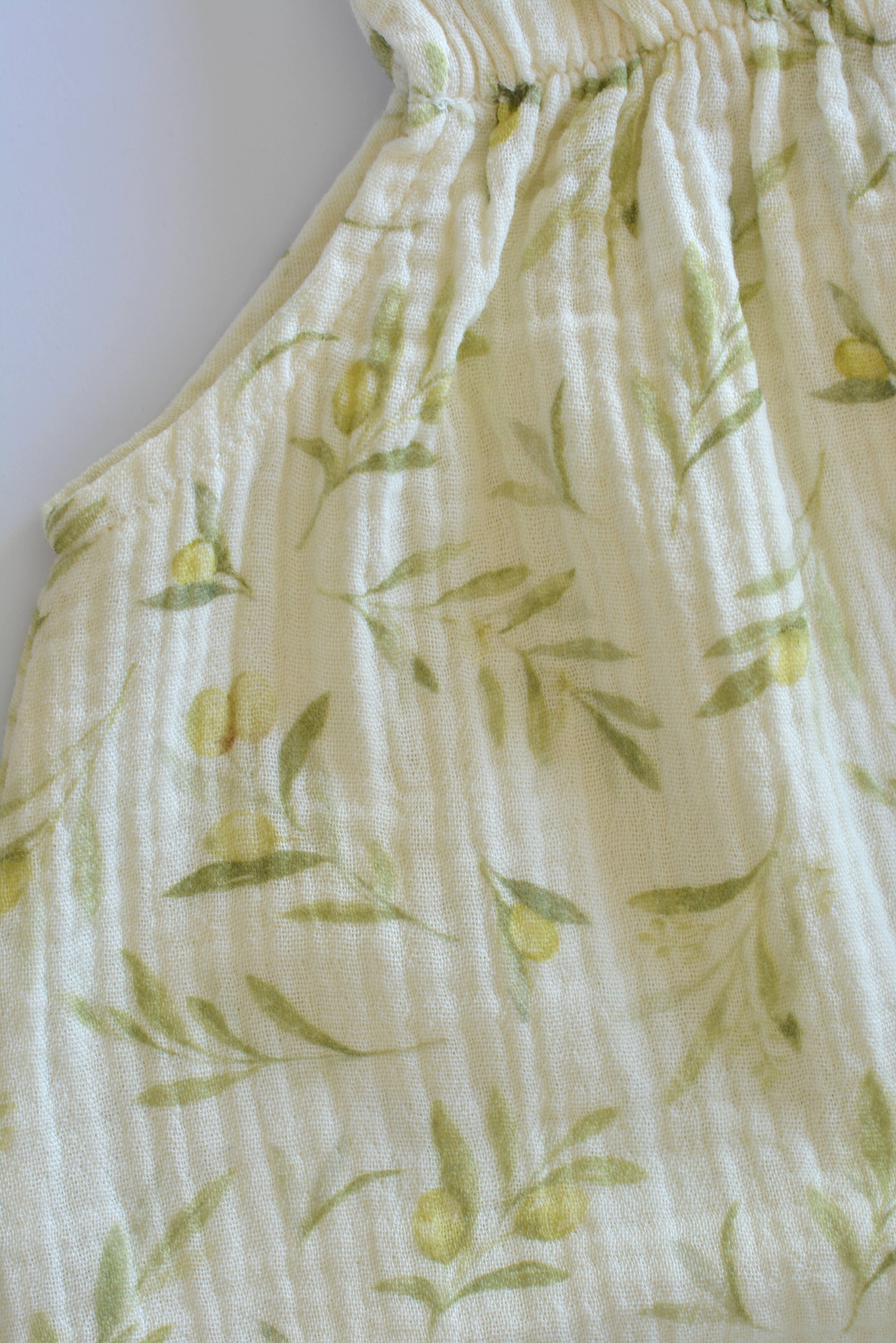 Eli & Nev (we cover U.S. import duties) - Wholesale Dress - Baby - Baby / Kids Summer Olive Pattern Dress 100% Cotton Muslin2