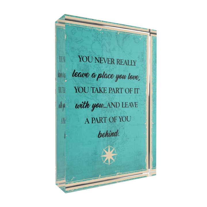 Sentimental Going Away Gift, Free Standing Lucite Plaque for wholesale by Lifeforce Glass, Inc.