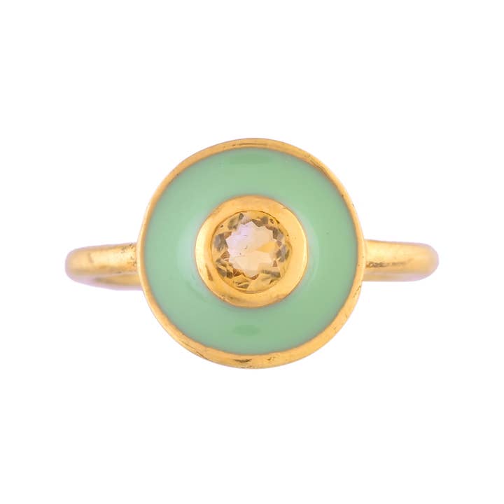 Citrine Silver Vermeil Enamel Ring,Handmade Essential Dainty for wholesale by Misteerious Seed