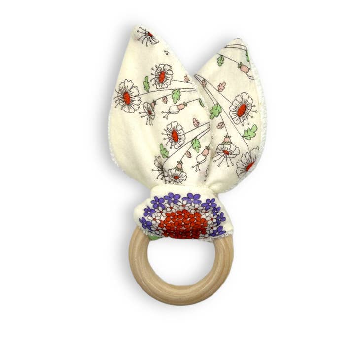 Jolly Bundles - Wholesale Teether (Not Clip-On) - Baby - Baby Teething Ring/Floral Wooden Teether/Baby Girl Gift Idea1