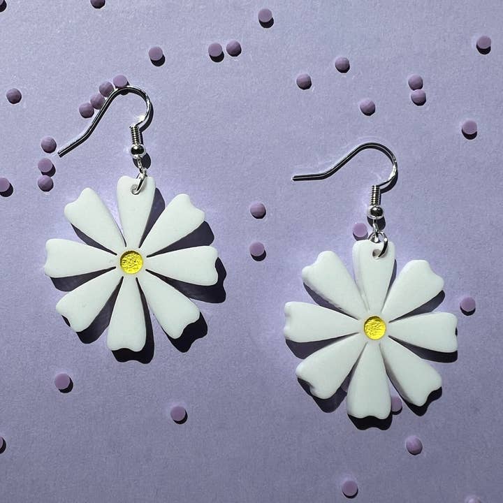 Daisy Acrylic Dangle Earrings for wholesale by The Sweet Squid