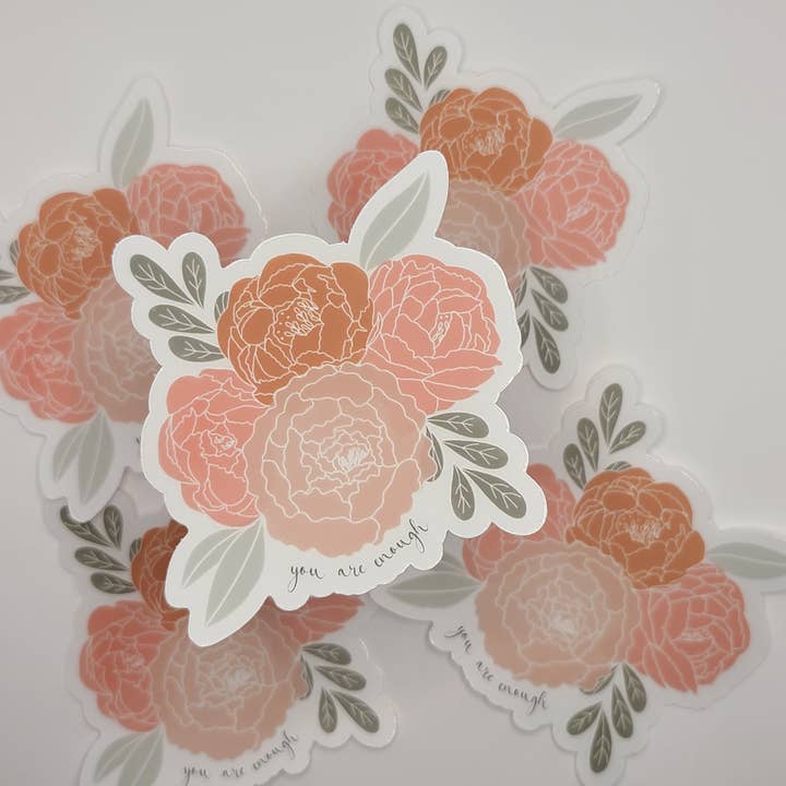 Pfingstrose klarer Aufkleber für den Großhandel von Marigold & Aster Creative