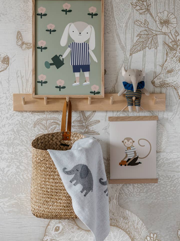 Little Otja - Wholesale Milestone blanket – Child & baby - Knitted Baby Blanket - Elephants, White-Gray5