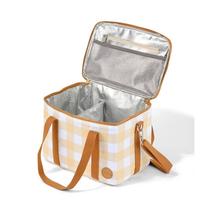 OiOi - Wholesale Lunch bag/box - Maxi Insulated Lunch Bag - Beige Gingham2