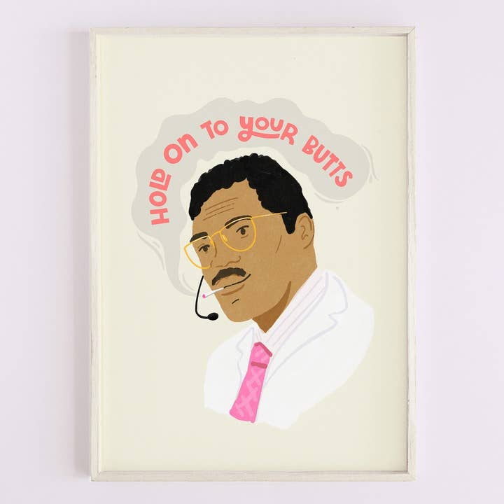 Jurassic Park 'Hold on to your Butts' 90s Film Art Print for wholesale by Jess Bright Design